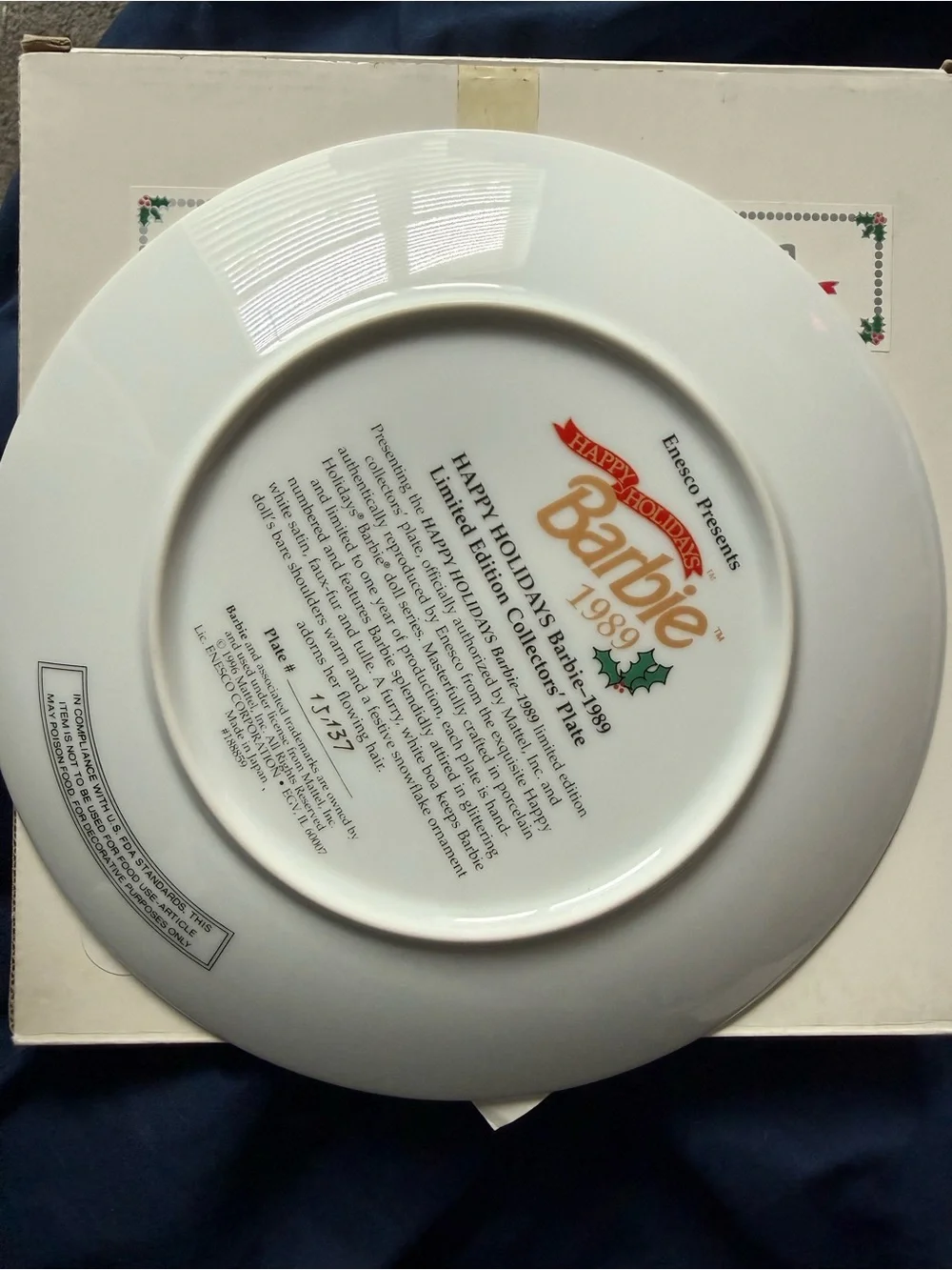 Barbie Holiday Wall Plate in White Collectable